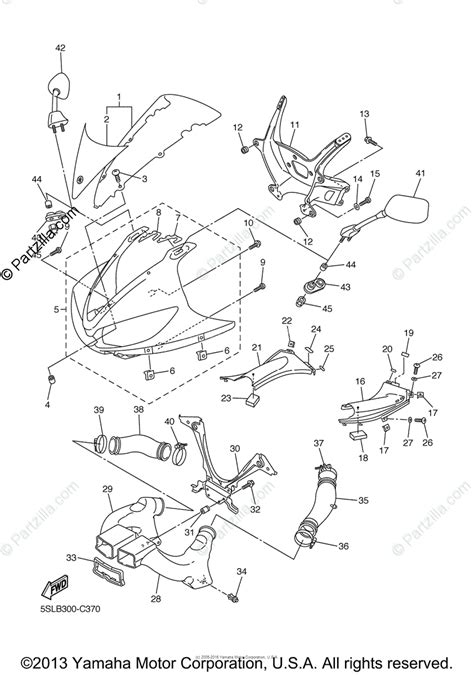 yamaha motorcycle  oem parts diagram  cowling  partzillacom