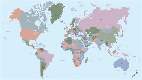map   world  country names map