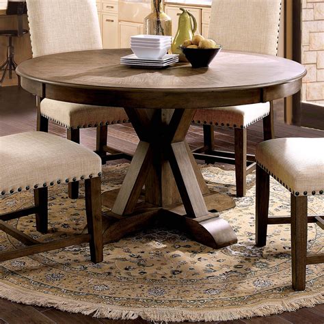 furniture  america stanley pedestal  dining table light oak