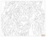 Coloring Lion Pages Abstract Printable sketch template