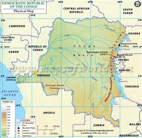 physical map  democratic republic   congo dr congo