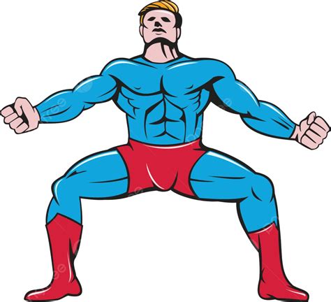 superhero squat front isolated cartoon superhero super hero cartoon