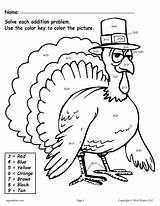 Color Addition Turkey Number Worksheets Thanksgiving Coloring Printable Pages Kids Choose Board sketch template