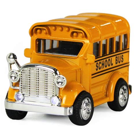 mini alloy school bus toys  boys kids diecast pull  play classic cars model children