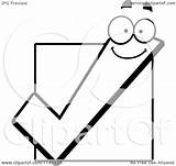 Check Mark Clipart Cartoon Box Happy Over Coloring Outlined Vector Cory Thoman sketch template