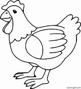 Coloringall Hen Rooster Cute Outline Dxf Eps sketch template