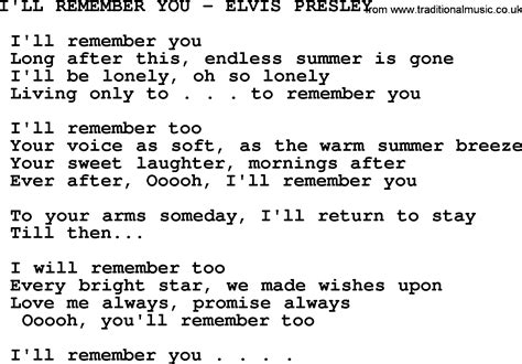 ill remember  elvis presley txt  elvis presley lyrics  chords