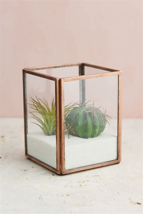Glass Terrarium Display Case Copper Small