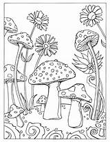 Coloring Mushroom Pages Gel Pen Adult Mushrooms Pencil Printable Colouring Toadstool Colored Magic Sheets Pens Book Color Trippy Drawing Books sketch template