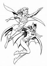 Coloring Pages Batgirl Supergirl Batwoman Printable Fly Kids Superheroes Super Girl Superhero Color Batman Print Girls Duo Deadly Woman Book sketch template