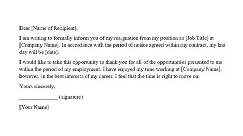 resignation letter templates letter  notice samples reedcouk