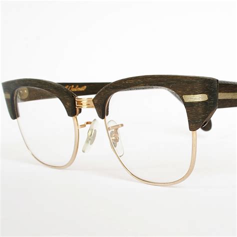 Vintage 50s Mens Wood Grain Eyeglasses New Old Stock