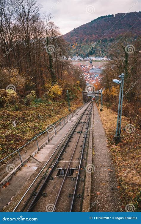 cable car tram    hills   castle  heidelberg stock image image