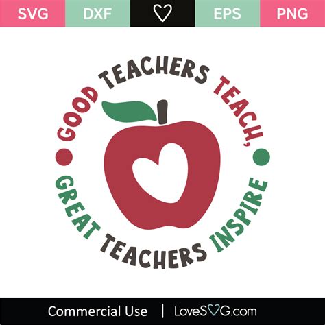 good teachers teach great teachers inspire svg cut file lovesvgcom