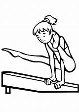 Gymnastics Coloring Pages Beam Balance Kids sketch template