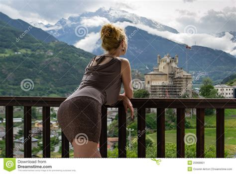 Girl On Balcony Stock Image Image Of Beautiful Look