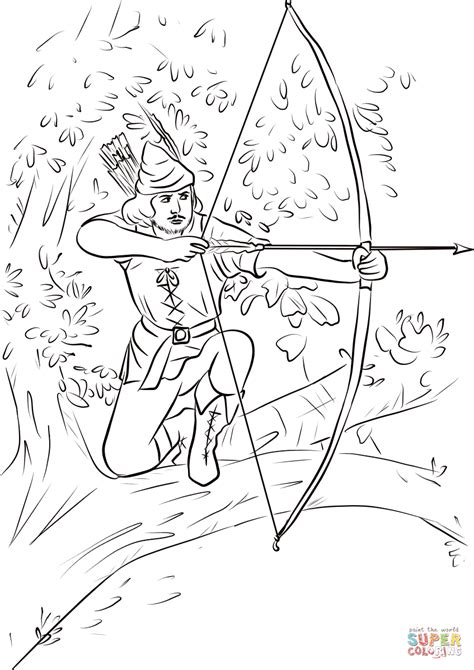 robin hood sitting   tree branch coloring page  printable