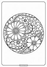 Circle Coloring Flower Border Printable sketch template