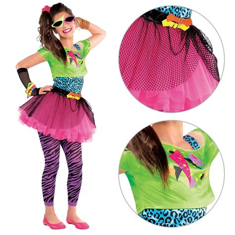 neon teen party retro 80s colourful girls teens fancy dress costume party ebay