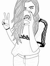 Outline Girl Drawings Adidas Tumblr Draw sketch template