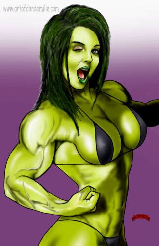 She Hulk Wink Sexy Marvel Comics Art Muscle Fit 11x17 Pinup Print Dan