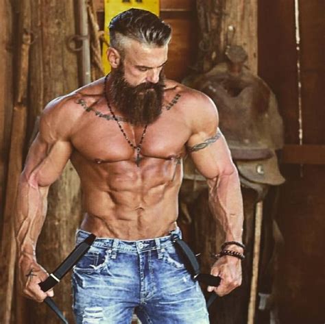 great hair and beard handsome muscular and ripped to the core he
