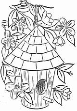 Birdhouse Flower Coloringhome Napping Tecido Speechfoodie Riscos Freetime Florais Decor Draw Digi sketch template
