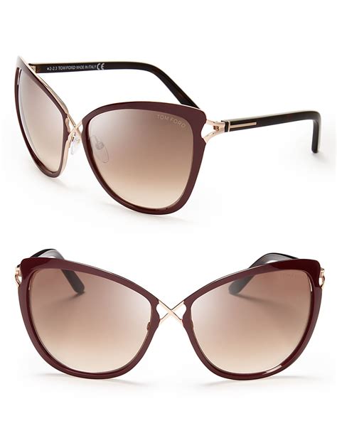 tom ford celia cat eye sunglasses in brown pale gold ivory lyst