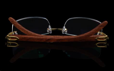 rimless wooden gold glasses frame men light weight optical rim