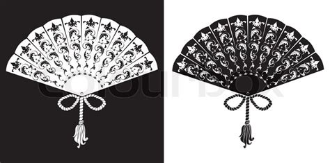 fan vintage illustration silhouettes on black and white background vector colourbox