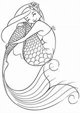 Coloring Mermaids sketch template