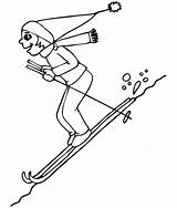 Skiing Coloring Downhill Pages Skier Winter Ski Girl Sports Printable Do Kids Skiers Scarf Books Choose Board sketch template