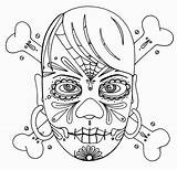 Coloring Pages Skull Sugar Girly Printable Tattoo Girl Skulls Dead Print Stencil Roses Color Face Drawing Mexican Crossbones Colouring Bones sketch template