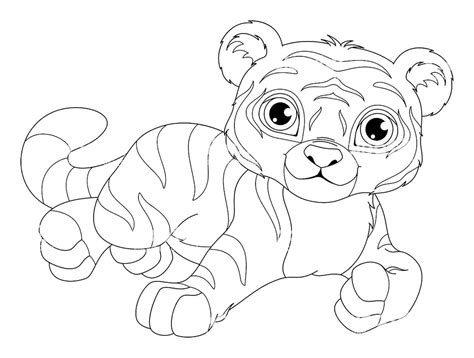 cute baby tiger  big  eyes coloring page  printable