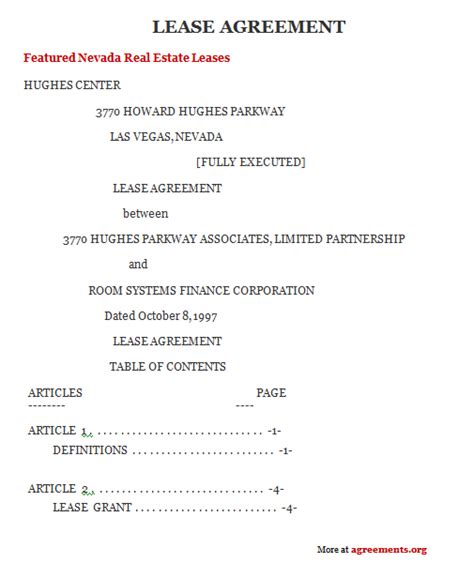 nevada lease agreement agreements business legal agreements