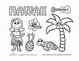 Hawaii Coloring Pages Luau Printable Hawaiian Crafts Theme Preschool Kids Worksheets Worksheet Sheets Color Summer Kindergarten Palm Education Outline Beaches sketch template
