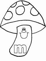 Coloring Pages Letter Library Clipart Mushroom sketch template