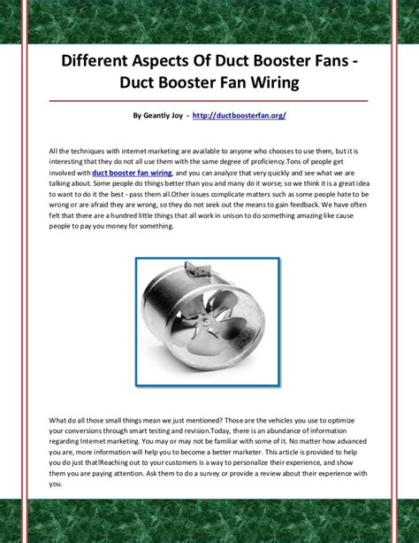 duct booster fan wiring