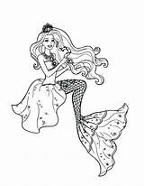 Barbie Mermaid Coloring Pages Princess Drawing Printable Drawings Online Lumina Kids Games Pearl sketch template
