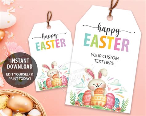 easter printable gift tags editable personalized favor tags etsy