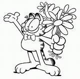 Garfield Coloring Pages Cartoon Flowers Printable Kids Summer Odie Characters Flower Clipart Colour Color Disney Bunch Funny Library Book Clip sketch template