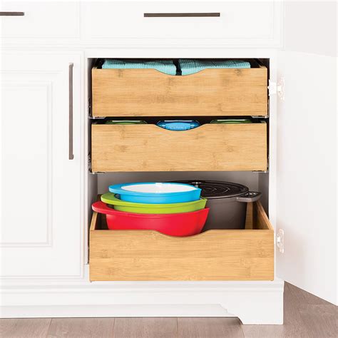 cabinet drawers bamboo pull out cabinet drawers the container store