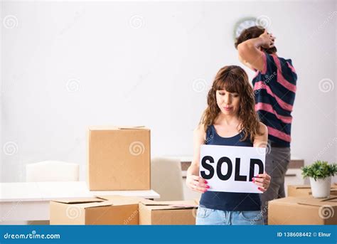 young family selling  house stock photo image  buying delivering