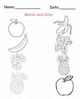 Coloring Worksheets Fruit Preschool Pages Fruits Worksheet Match Matching Worksheeto Via Numbers sketch template