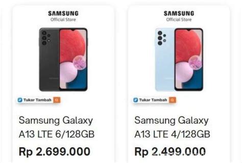 Cek Daftar Harga Hp Samsung A13 Terbaru Januari 2023