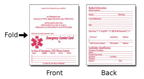 printable emergency contact cards