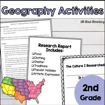 grade geography activities    elementary tpt