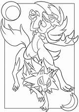 Lycanroc Solgaleo Alola Rockruff Wolwerock Coloringhome Youngandtae Midday sketch template