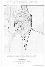 John President Kennedy Coloring Printable 35th Fitzgerald sketch template