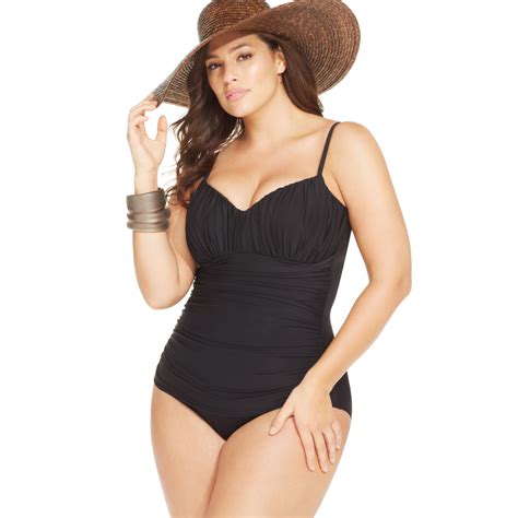 miraclesuit plus size rialto ruched one piece swimsuit in black lyst